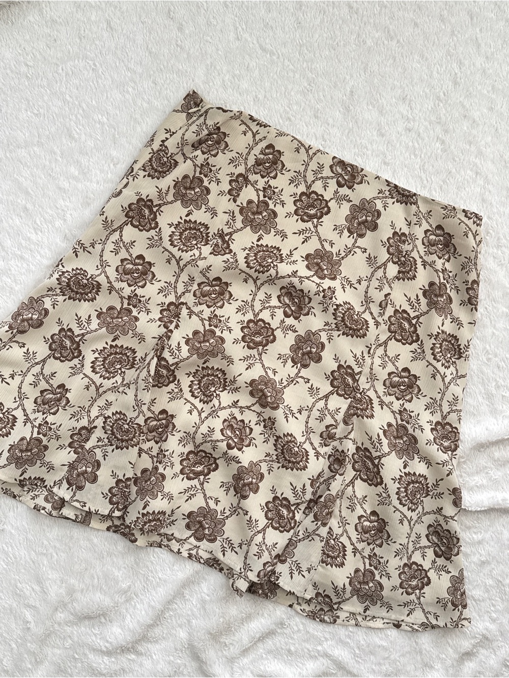 Whimsy Floral Woodland Fairy Brown & Cream Midi Skirt | Sz. US 14 - Picture 6 of 6
